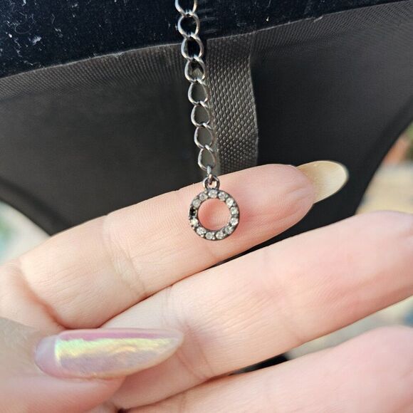 WHBM Chic Sterling Silver and Rhinestone Circle Pendant Necklace - Picture 5 of 6